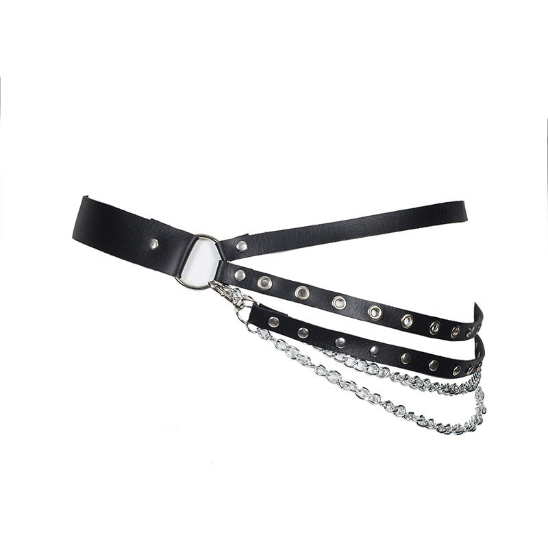 PU Leather Body Chain with Eyelets and Belt Strap