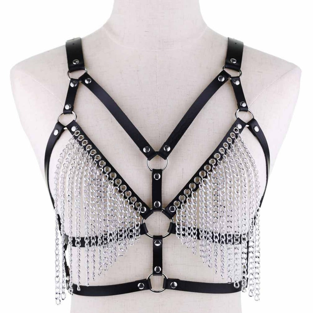 Leather Chain and PU Strap for Bras and Bustiers